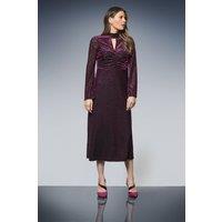Wallis Women's Jersey Devore High Neck Ruched Midi Dress in Berry | Size: 12
