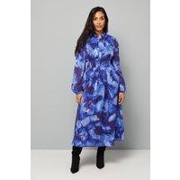 Wallis Women's Petite Floral Print Shirred Waist Midi Dress in Navy | Size: 10