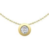Jewelco London Women's 9ct Gold CZ Donut Bezel Solitaire Slider Necklace 4mm - FANR02598