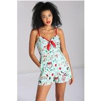 Hell Bunny Women's Tijuana Printed Sweatheart Neckline Playsuit in Green | Size: Small