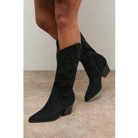 Oasis Women's Kara Faux Leather Western Cowboy Calf Boots in Natural Black | Size: 5
