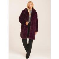 Gini London Women's Plum Faux Fur Lapel Collar Coat | Size: S/M