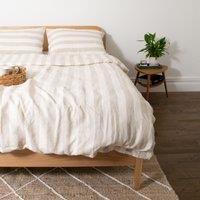 Native Natural Natural Stripes Super King 100% Linen Duvet Cover (260x220cm) in Off-White