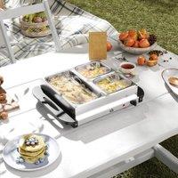 HOMCOM 4.5L Electric Food Warmer Buffet Server with Lids Cool Touch Handles in Silver