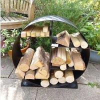 Inspirational Gifting Steel Round Log Store & Shelves Metal Log Holder Log Storage in Black