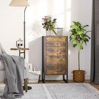 HOMCOM Industrial 3-Drawer Bedroom Chest of Drawers with Metal Frame in Brown
