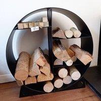 Inspirational Gifting Steel Round Log Store & Shelves Metal Log Holder Log Storage in Black