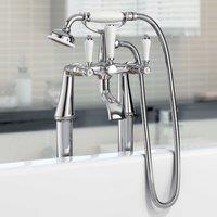 Nes Home Imperior Traditional Freestanding Bath Shower Mixer Tap With Handheld Kit in Silver
