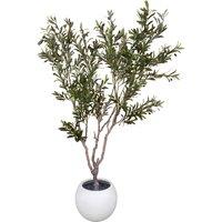 Leaf 200cm XXL Artificial Olive Tree with Decorative Planter in Green