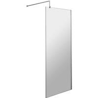 Balterley 8mm Wetroom Screen & Support Bar: 760mm x 1850mm, Chrome in Silver