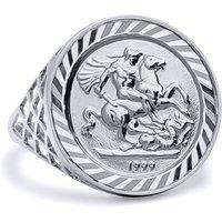Jewelco London Sterling Silver St George Dragon Slayer 10th-Krugerrand-Size Ring | Size: R
