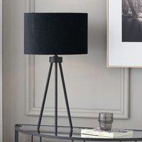 Ruma Minimalist Metal Tripod Table Lamp with Cylinder Black Shade