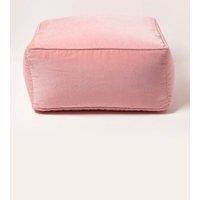 Homescapes Velvet Pouffe Bean Cube in Pink