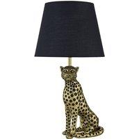 First Choice Lighting Bella - Gold Cheetah Table Lamp with Black Fabric Shade