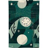 Warren Reed - Designer Abstact Green Cream Moon & Stars Tea Towel