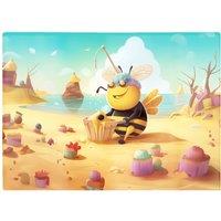 Warren Reed - Designer Bumblebee On A Beach Holiday Glass Chopping Board in Yellow
