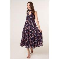 Blue Vanilla Women's Navy Luxe Tie V Neck Sleeveless Dress | Size: 18