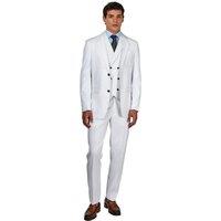 XPOSED Men's Neil Tailored 3-Piece Suit with Pinstripes - Stylish Formal Attire in White | Size: 44R