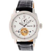 Heritor Automatic Men's Helmsley Semi-Skeleton Leather-Band Watch in White