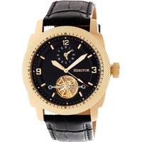 Heritor Automatic Men's Helmsley Semi-Skeleton Leather-Band Watch in Gold