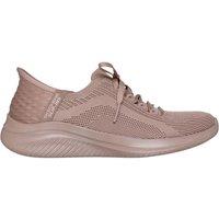 Skechers Women's Ultra Flex 3.0 - Monochromatic Engineered Stretch Knit Fixed Laced Slip-Ins Dark Taupe Knit | Size: 5