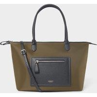 OSPREY LONDON Women's The Linear Nylon Tote Bag in Olive