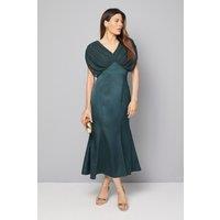 Wallis Women's Satin Panel Skirt Midi Dress in Forest | Size: 12