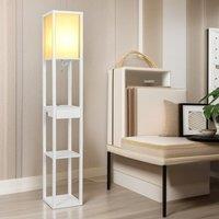 Rafaelo Mobilia Modern Floor Lamp For Living Room With 3 Shelves & USB Ports in White