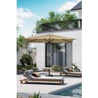 Garden Sanctuary Khaki Waterproof Garden Parasol Rectangular Umbrella with Resin Base