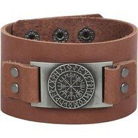 Something Different Men's Leather Viking Compass Bracelet in Dark Brown