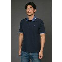 Maine Men's Navy Tipped Pique Polo Shirt | Size: Medium