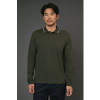 Maine Men's Dark Khaki Long Sleeve Pique Polo Shirt | Size: Large