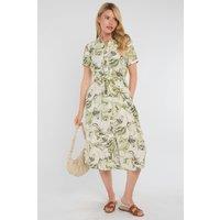 Love Sunshine Women's Green Swirl Print Short Sleeve Midi Shirt Dress | Size: 12