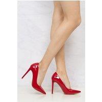 Miss Diva Women's Mila High Stiletto Heel Patent PU Court Shoes in Red | Size: 6