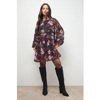 Oasis Women's Smock Long Sleeve Mini Dress in Floral | Size: 12