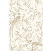 Hoopla Walls Bird Toile - Stone 10m Wallpaper in Brown