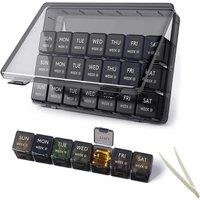 SPETLEK Pill Box 28 Slots Tablet Organiser Medicine Storage Dispenser New in Black