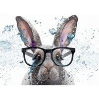 Warren Reed - Designer Rabbit With Glasses Splashart Glass Chopping Board in Grey