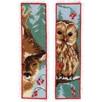 Vervaco B/MARK PK2 OWL/DEER - Counted Cross Stitch Kit: Bookmark: Owl & Deer: Set of 2