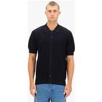 Luke 1977 Men's Dalwood Button Through Knitted Polo in Black | Size: Small