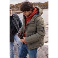 Weird Fish Men's Calderwood Heavy Weight Padded Jacket in Dark Green | Size: Small