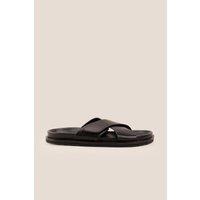 Oswin Hyde Men's Dylan Cross Velcro Strap Sandals in Black | Size: 10