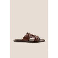 Oswin Hyde Men's Logan Double Monk Strap Sandals in Dark Brown | Size: 11