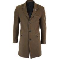 TruClothing Men's Long Wool Mix Overcoat Peaky Blinders in Brown | Size: 2XL