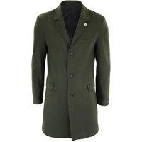 TruClothing Men's Long Wool Mix Overcoat Peaky Blinders in Olive | Size: Small