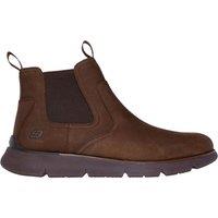Skechers Men's AUGUSTINO Round Toe Leather Chelsea Chocolate | Size: 9