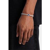Cernucci Men's Blue Motif Tennis Bracelet - White 5mm in Metallic Silver | Size: 7 inches