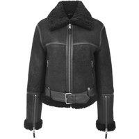 House of Leather Women's Womens Real Sheepskin Aviator Jacket Elsie Black 20 | Size: 14