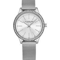 STHRLING Original 4044 Women's Quartz Watch: Crystal Studded Mesh Bracelet & Elegant Design in Silver