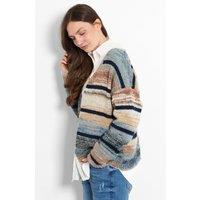 Sarta Women's Brodie Open Front Ombre Striped Cardigan in Blue | Size: Small